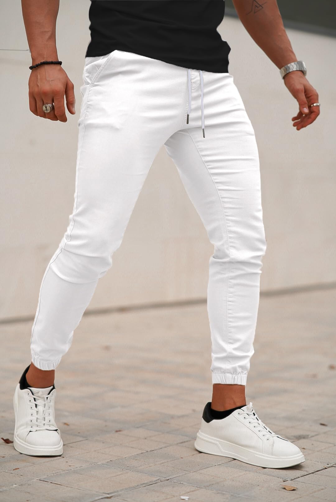 Mens Casual Stretch Pant - White